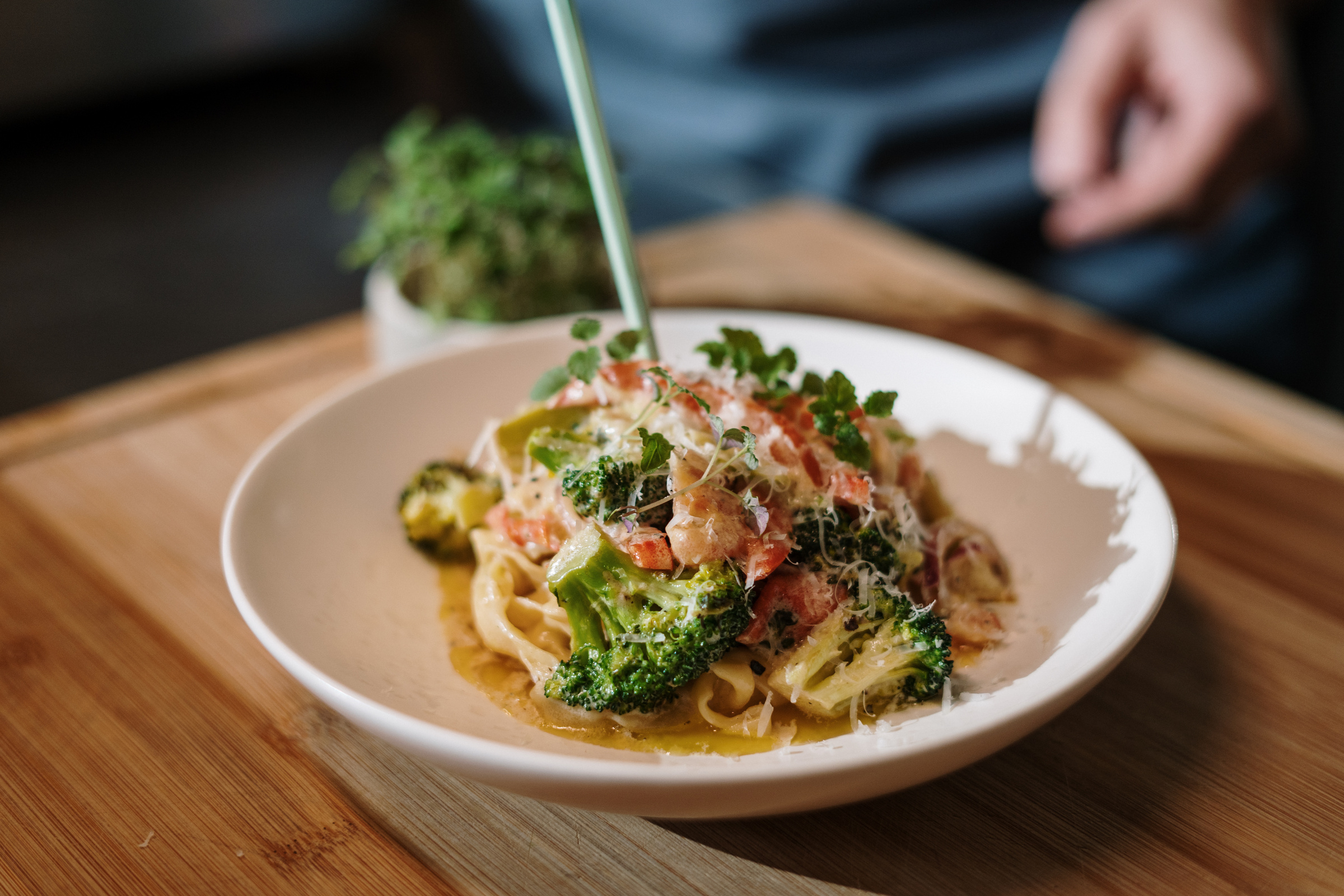 Pasta Dish on White Ceramic Plate